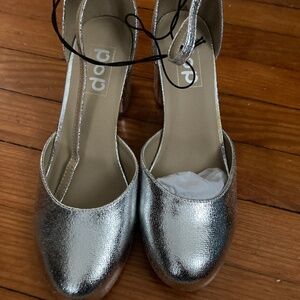 Silver Heels w/Ankle Strap - NWOT